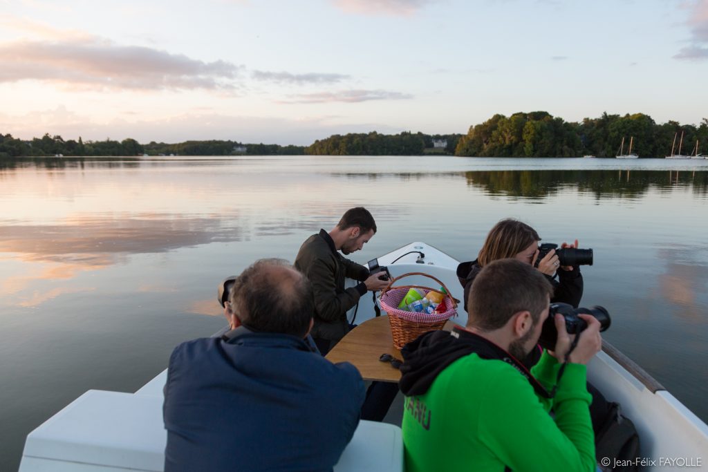 Balade photographique en bateau électrique animée par Jean-Félix Fayolle en partenariat avec le Ruban Vert. Nantes, France - 09/08/2018